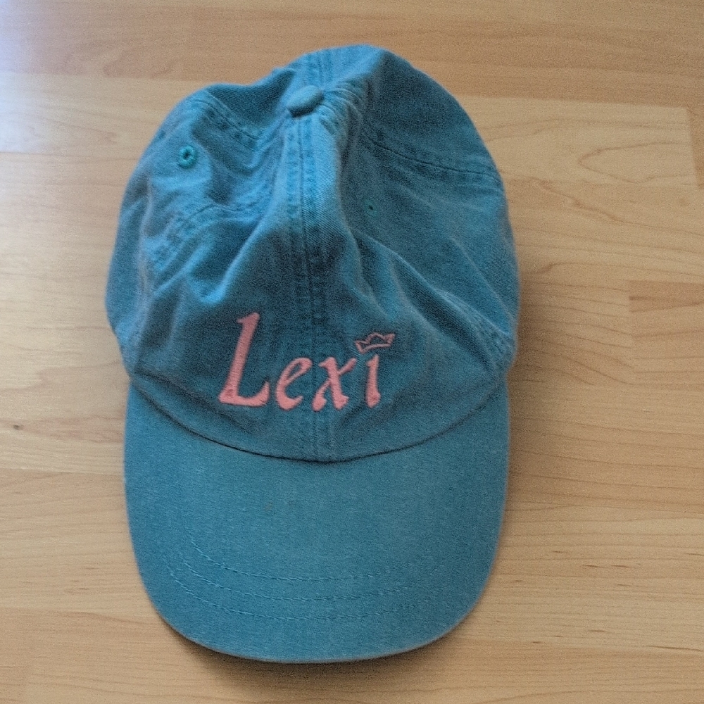 Blue Cap with Pink Embroidery
